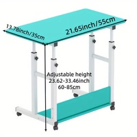 Bureau d'appoint pour ordinateur portable avec cadre métallique, hauteur réglable, table de chevet mobile à roulettes, table de chevet multifonctionnelle avec armoire, cadre métallique Z-04