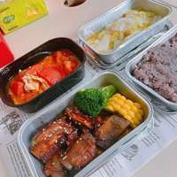 ATW Aluminum Foil Airline Food Packing Container With Foil Lids Aluminium Foil Airplane Lunch Boxes for Rice Take-away Tray