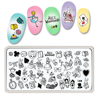 Plaque de tamponnage pour ongles MCBL, thème film magique, motif badge château de sorcier, en acier inoxydable, pochoir souple pour impression d'art d'ongles, logo