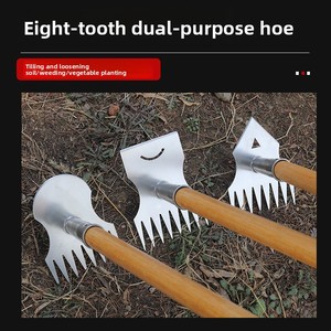 <span class=keywords><strong>Houe</strong></span> multifonction à huit <span class=keywords><strong>dents</strong></span> en acier au manganèse, idéale pour le désherbage des petites fleurs, le creusement de légumes et le travail du sol domestique. - Product Image 3