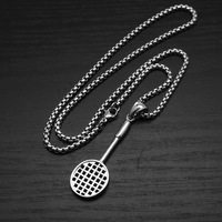 Liontin Raket Bulu Tangkis Kenang-kenangan Pribadi Anti Karat dari Baja Tahan Karat, Perhiasan Kalung Fashion Berkualitas untuk Pria