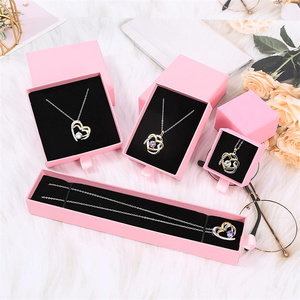 Hot Sale Paper Slide Cardboard Gift Jewelry Drawer Box Custom Pink Black Jewelry Box Set Packaging