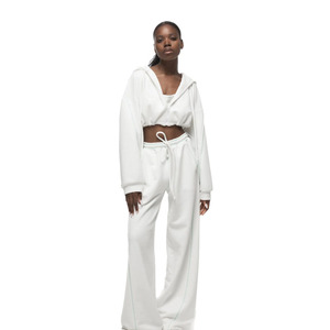 Bộ tọa độ 3 mảnh của phụ nữ ky Bộ áo không tay và áo khoác Zip cắt và quần ống rộng hệ thống phân lớp đa năng - Product Image 5