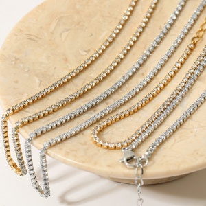 Hip Hop Men Jewelry Gold Plated Stainless Steel Iced Out <b>Cubic</b> <b>Zirconia</b> Tennis Chain <b>Bracelet</b> Necklace Set - Product Image 6