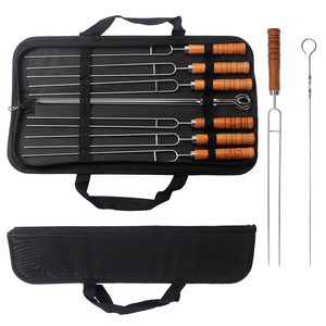 10 PCS dài thép không gỉ & gỗ ngoài trời cắm trại nướng thịt nướng Kebab xiên - Product Image 4