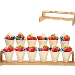 Présentoir à cornets de crème glacée en bambou à 12 trous, couleur bois naturel, pour hôtel, fête, dessert, à poser sur le comptoir - Product Image 5
