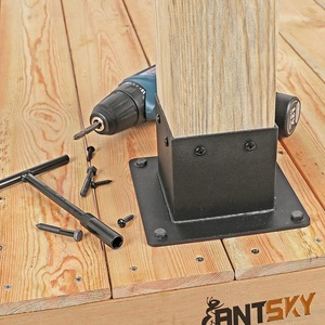 Support de fixation robuste pour poteau de gazebo en bois, finition noire mate, pour garde-corps de terrasse, quincaillerie extérieure durable - Product Image 1