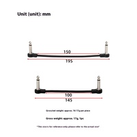 Kabel Gitar Elektrik Pendek 6.35mm untuk Pedal Efek, Konektor Mono Dual-Bend, Logam Cetak Injeksi, Cocok untuk Bass, Dijual Langsung dari Pabrik