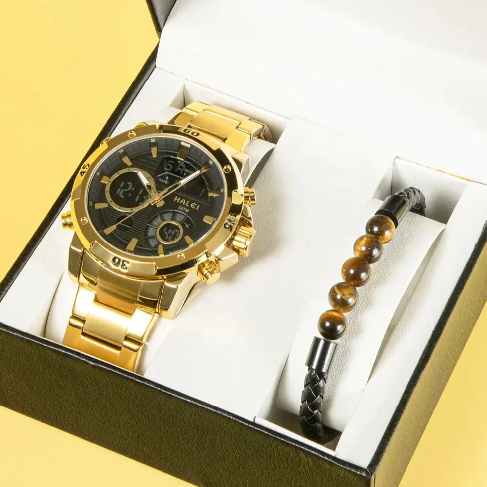 STAR RUDDER 1005M Men's Sport Watch Quartz,Steel Band Designer Digital watch set with bracelet,Waterproof Wrist Watch for Men
