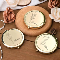 Cermin Saku Logam Logo Kustom Hadiah Promosi Cermin Mini Rias untuk Pengiring Pengantin Hadiah Tamu Pernikahan