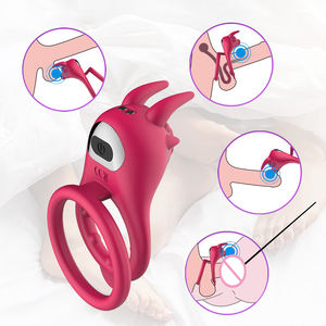 Venta caliente 9 modos <span class=keywords><strong>de</strong></span> vibración silicona impermeable <span class=keywords><strong>Cabeza</strong></span> <span class=keywords><strong>de</strong></span> <span class=keywords><strong>Vaca</strong></span> vibrador clítoris masajeador Anillo para el pene - Product Image 2