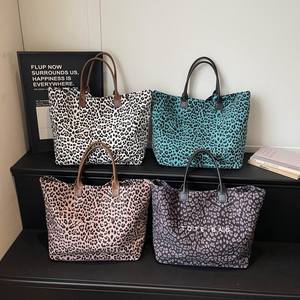 Sac à bandoulière en toile imprimé zèbre et léopard, avec poignée souple en PU, grand sac de rangement pour l'école, les trajets quotidiens et le shopping - Product Image 2