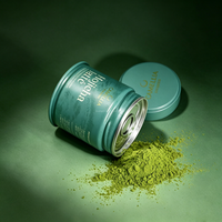 Boîte en métal pour matcha avec logo personnalisé, 30/40/50g, fermeture hermétique avec anneau de traction, couvercle à vis, qualité alimentaire, anti-fuite, pour poudre de thé
