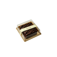 Square Slice Cake Box Elegant Gold Bakery Small Plastic Packaging Supplies Brownie Sandwich Disposable Individual Pack Donut Box