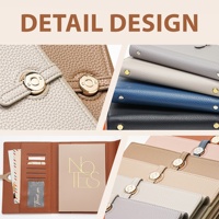 Carnet en similicuir A5 personnalisé avec logo, couverture rigide, motif litchi, fermeture à pression, idéal pour réunions, vente chaude, cadeaux promotionnels d'affaires