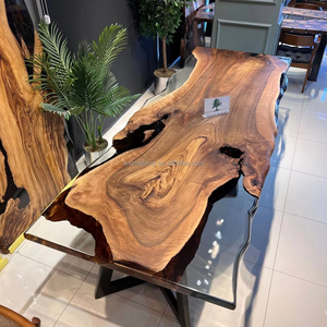 Really <strong>Super</strong> High Level Luxury Design Solid Walnut Wooden <strong>Home</strong> <strong>Furniture</strong> Restaurant River Kitchen Epoxy Resin Dining Table - Product Image 1