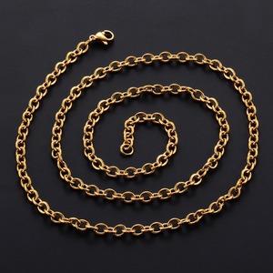 Collier classique en acier inoxydable plaqué or, chaîne à maillons Rolo, collier minimaliste pour homme et femme, bijoux en métal, cadeau - Product Image 2
