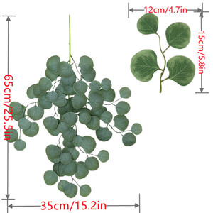 Guirlande artificielle d'eucalyptus KEMIN, feuilles en forme <span class=keywords><strong>de</strong></span> trident, style mariage et remise <span class=keywords><strong>de</strong></span> diplôme, fleurs décoratives artificielles, style nordique, polyester - Product Image 2