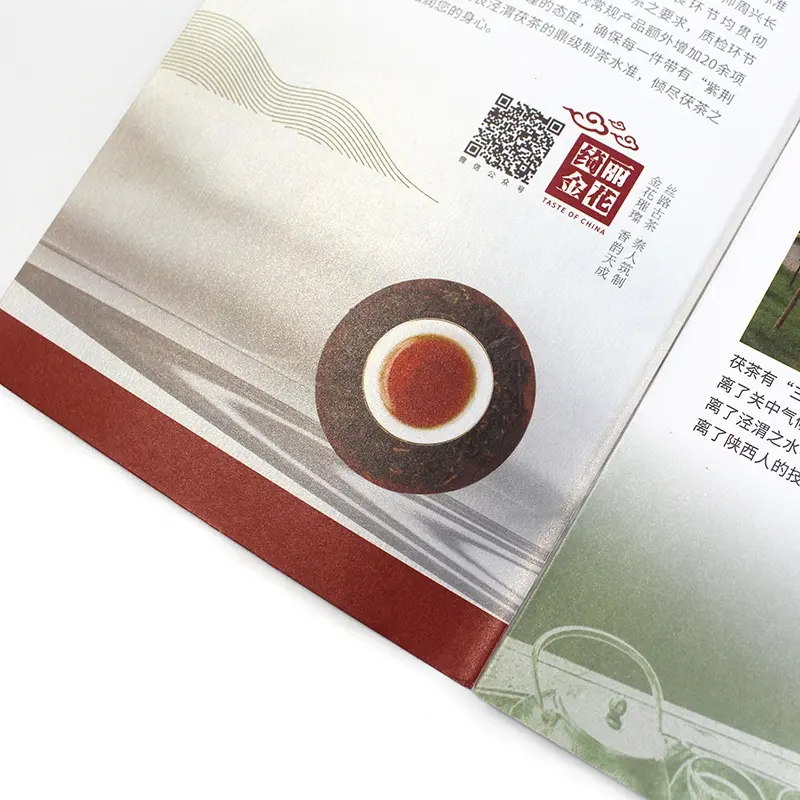 Brochure di stampa su richiesta piegata rilegante carta patinata libro stampa Offset pellicola di laminazione carta e cartone formato personalizzato