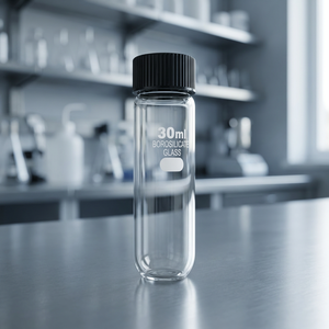 SAMCO LAB Tube en verre borosilicate de 30 ml avec bouchon noir, récipient de laboratoire transparent OEM - Product Image 2
