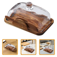 WDF couvercle en verre de bambou de haute qualité porte-beurre avec pelle plateau à Dessert Non toxique cuisine conteneur de stockage assiette à beurre