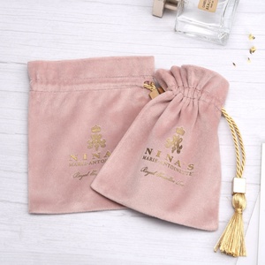 Sang Trọng Dày Bao Bì Nhung Pouch Biểu Tượng Tùy Chỉnh In Món Quà Cưới Đồng Hồ Nước Hoa Đồ Trang Sức Bao Bì Nhung Dây Kéo Túi - Product Image 5