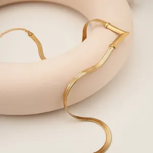 Ultime 18K oro placcato in acciaio inox gioielli impermeabile a forma di V catena di serpente girocollo alla moda per le donne festa collana P243444