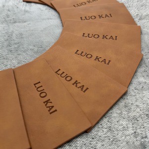 Heat Press Brown Genuine Leather Washable Eco-Friendly Embossed Logo Jeans Trucker Hat <b>Label</b> Patches Brand <b>Name</b> - Product Image 2