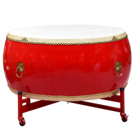 Vente en gros de gros tambour en cuir de vache à couche solide ensemble de batterie de tambour de danse rouge chinoise cadeaux promotionnels autres instruments de musique