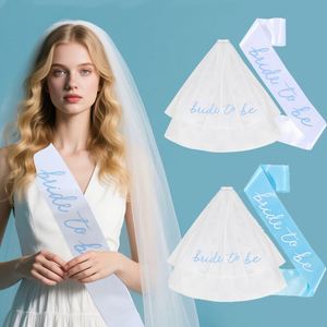 ชุดผ้าคลุมและสายสะพายสำหรับงานปาร์ตี้สละโสด สีฟ้า สำหรับเจ้าสาว - Product Image 4