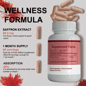 Private Label Pure <b>Saffron</b> Extract 3g 60-count Capsules Energy Mood Immune Support Eye Heart Health Non-Pregnant Women 2 - Product Image 4
