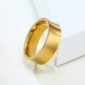 7mm Minimalist Gold Plated Men <b>Rings</b> Stainless Steel Jewelry Custom <b>Blank</b> Finger <b>Ring</b> - Product Image 3