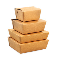 Seau alimentaire en papier kraft robuste résistant à la graisse avec logo personnalisé, boîte à lunch jetable micro-ondable pour pâtes et salades
