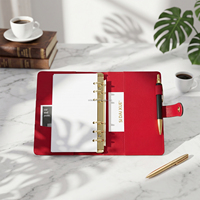 Carnet à feuilles mobiles en cuir PU A6 avec logo personnalisé, reliure à bouton-pression, agenda, journal avec porte-stylo pour cadeau d'affaires