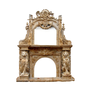 Chimenea <span class=keywords><strong>de</strong></span> León <span class=keywords><strong>de</strong></span> mármol beige chino, chimenea moderna europea envolvente - Product Image 1