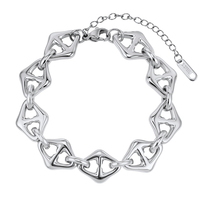 Pulsera de Cadena de Eslabones Grandes con Forma de Rombo Hueco para Mujer, Chapada en Oro, Acero Inoxidable 304, Joyería Hecha a Mano con Acabado Pulido Perfecto