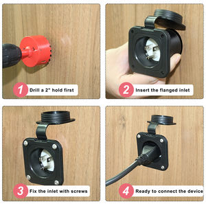 <span class=keywords><strong>Enchufe</strong></span> de entrada de alimentación impermeable de 125V con brida de 15 amperios NEMA 5-15p macho a hembra - Product Image 3