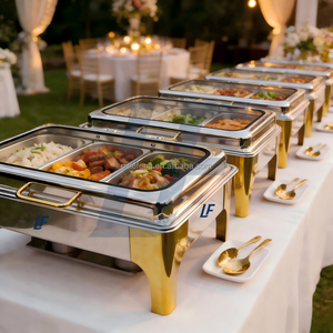 Plats de service de luxe 2025 9L en acier inoxydable doré, avec compartiments intérieurs, pour traiteur, buffet de mariage, hôtels, fonctionnant au combustible - Product Image 5