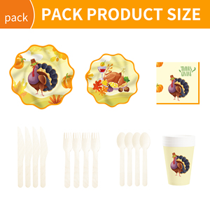 Ensemble de vaisselle de table DAMAI pour Thanksgiving, décorations de table, assiettes en papier, gobelets en papier, serviettes, vaisselle jetable pour les fêtes - Product Image 4