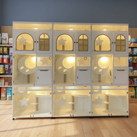 Villa de luxe moderne pour chat, grande cage en bois massif avec arbre à chat, cage en verre, enclos pour chat, idéale pour animalerie et hôtel pour animaux.