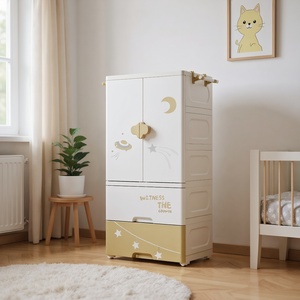 <span class=keywords><strong>Armario</strong></span> <span class=keywords><strong>de</strong></span> Ropa Infantil <span class=keywords><strong>de</strong></span> 3 Niveles con Diseño <span class=keywords><strong>de</strong></span> Dibujos Animados <span class=keywords><strong>para</strong></span> Dormitorio, <span class=keywords><strong>Armario</strong></span> Plegable Portátil, Económico y Duradero con Ruedas - Product Image 1