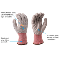 Gants industriels résistants aux coupures SNELL HPPE avec revêtement en polyuréthane sur la paume, logo personnalisé OEM disponible, pour l'industrie pétrolière