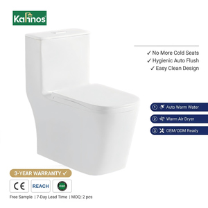 Inodoro de cerámica sin borde de acoplamiento directo, de doble descarga, con asiento de cierre suave, blanco, de montaje en suelo, moderno, para baño, con ahorro de agua, venta al por mayor - Product Image 1