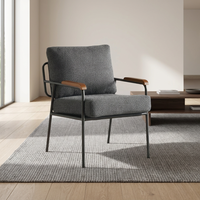 Fauteuils d'appoint en tissu de style moderne du milieu du siècle - Design rembourré confortable et peu encombrant - Accoudoirs en bois - Pieds en métal - Meubles pour la maison