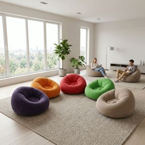 Modern Soft Surface PVC <b>Inflatable</b> Bean Bag Chair Flocking <b>Sofa</b> Air Lounger Lazy Couch Portable Foldable Indoor Living Room - Product Image 3