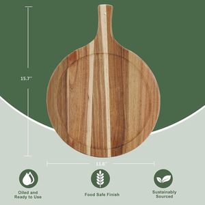 Tabla <span class=keywords><strong>de</strong></span> Pizza Redonda Grande <span class=keywords><strong>de</strong></span> <span class=keywords><strong>Madera</strong></span> <span class=keywords><strong>de</strong></span> Acacia al por Mayor con Asa, Bandeja <span class=keywords><strong>de</strong></span> Servicio <span class=keywords><strong>de</strong></span> <span class=keywords><strong>Madera</strong></span> para Pizza, Tablas <span class=keywords><strong>de</strong></span> Charcutería con Logotipo - Product Image 2