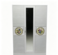 Nouvelle Arrivée Grande Armoire en Acier Imprimé à Design Persianné avec Miroir, Penderie Métallique pour Appartement et Usage Domestique