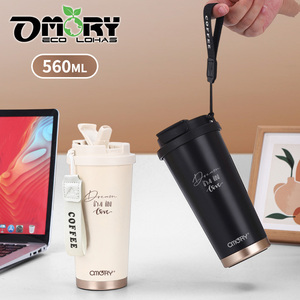Best Selling OMORY 560ml 316 Ceramic Coating Travel Cup Dual Drink Cup <b>with</b> <b>Straw</b> for Car Use - Product Image 5
