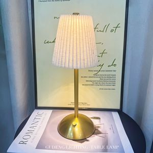 Cross-border minimalist pastoral pleated fabric night light, home decor, <b>bedside</b> <b>table</b> lamp, stylish atmosphere. - Product Image 2