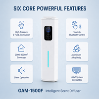 Diffuseur d'arômes intelligent GAM-1500F, nébuliseur de parfum, machine à parfum pour espace de travail ouvert, écran tactile et contrôle par application 2000-3000 ㎡